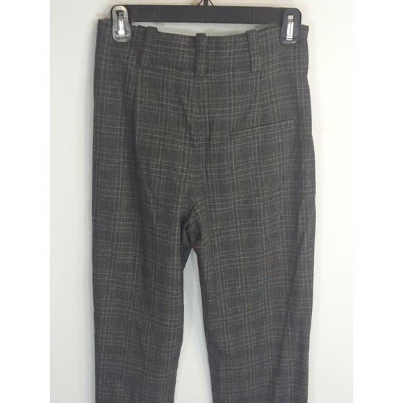 Zara Gray Plaid Pleated Hi Rise Pants Women's  XS Preppy Academia Modest - Picture 8 of 12
